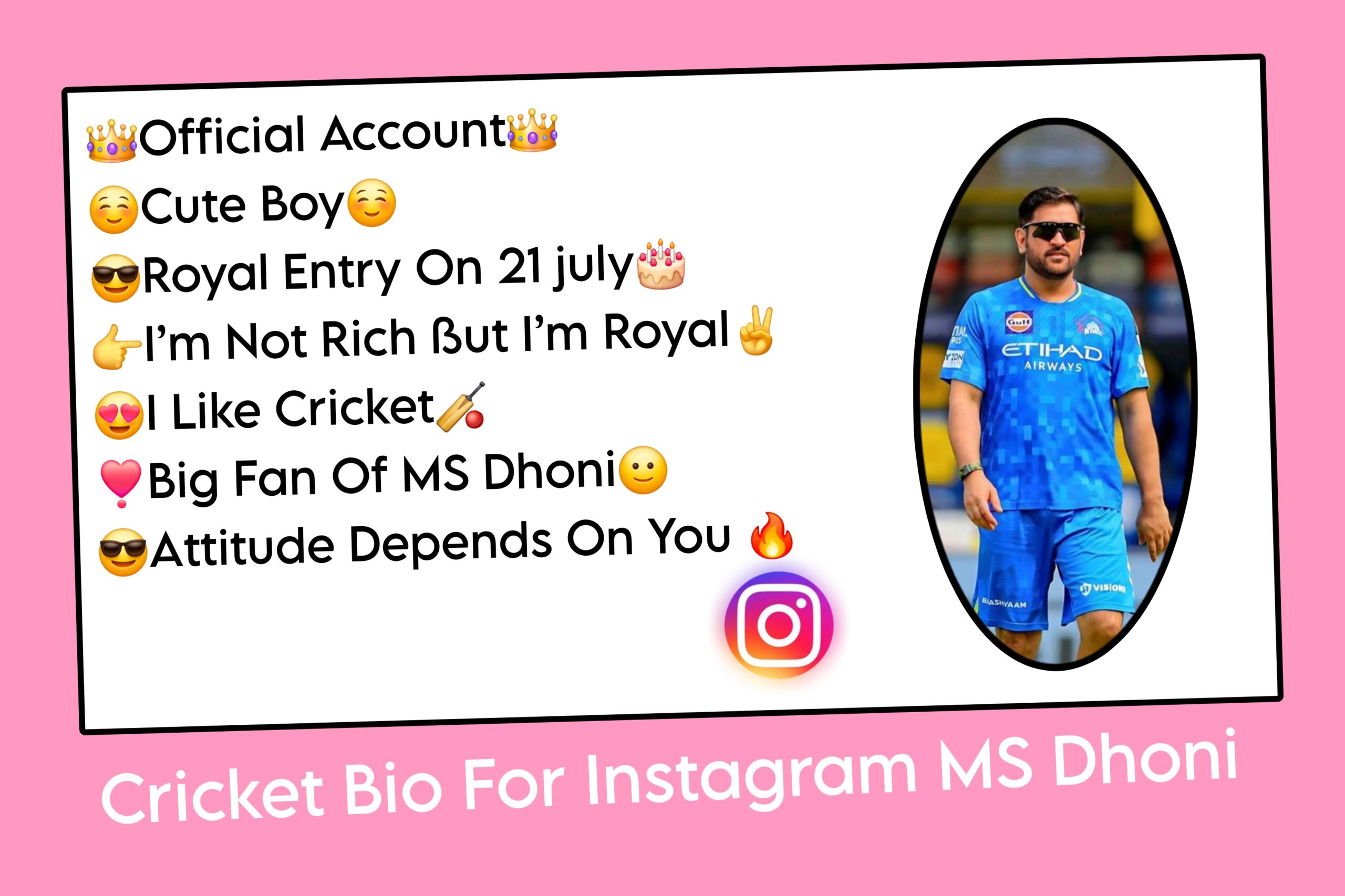 Cricket Bio For Instagram MS Dhoni