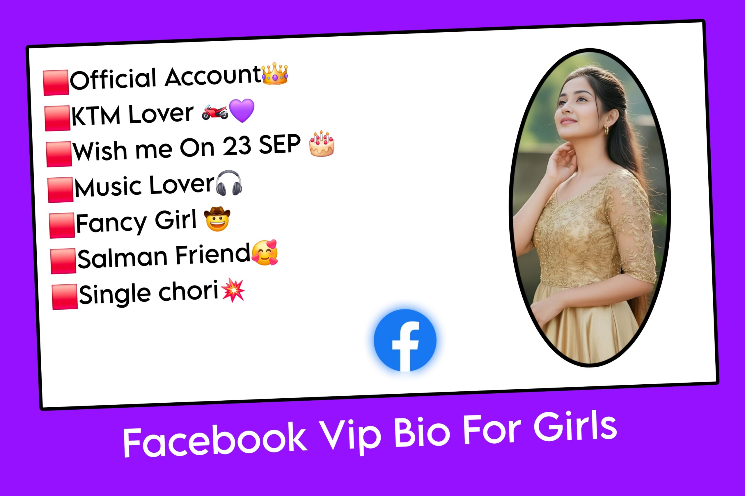 Facebook Vip Bio For Girls